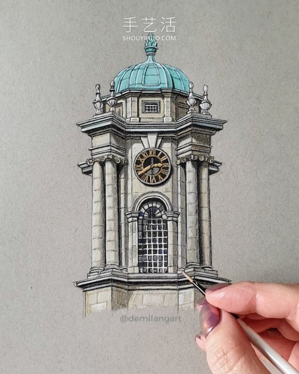 Self-taught artist sketches precise and detailed architectural drawings