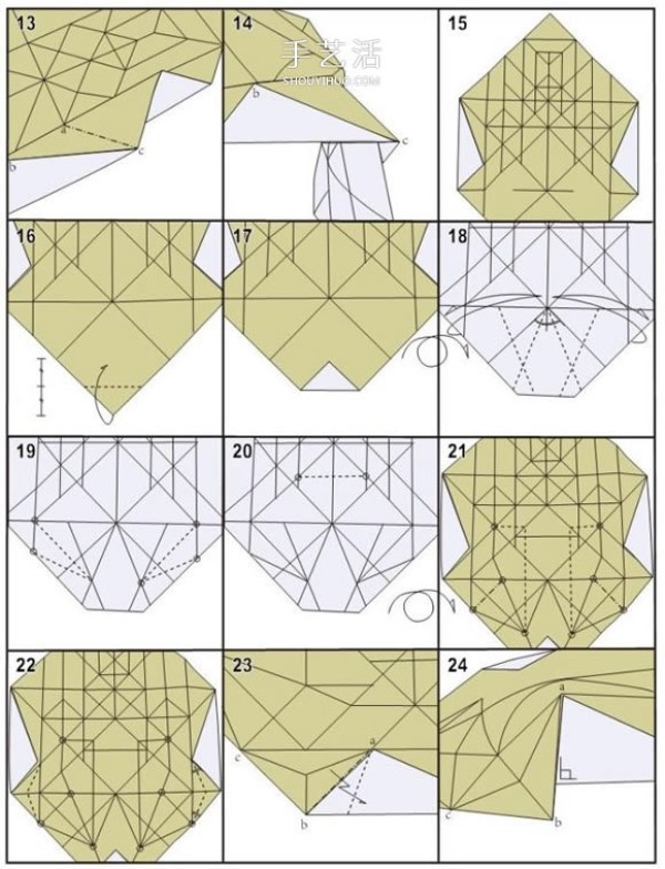 The shape is super realistic and natural! Step-by-step illustration of how to fold HTQ fox