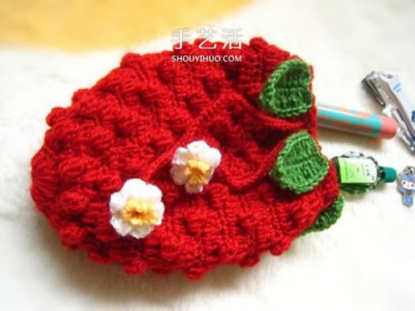 How to knit a strawberry coin purse, crochet a fruit coin purse