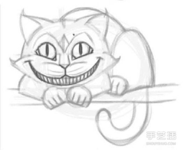 "Alice in Wonderland" Cheshire Cat pencil sketch tutorial picture