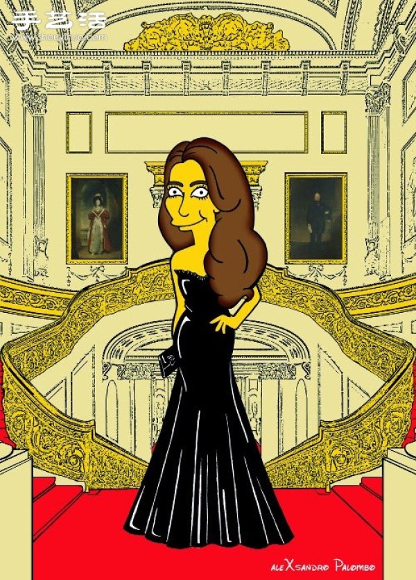 Simpsons spoof illustration: Yellow-skinned Princess Kate is equally fashionable