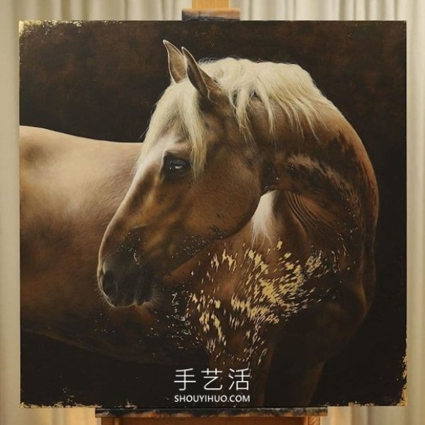 Hyper-realistic oil painting, capturing the wild and natural beauty of wild animals