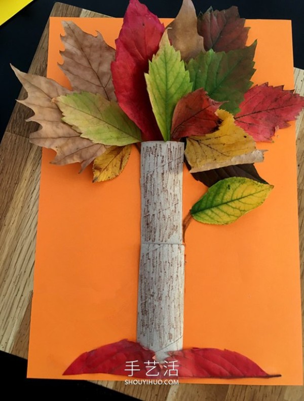 Tutorial on how to make big tree stickers with leaves in kindergarten