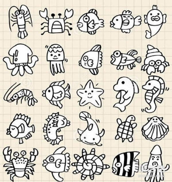 Cute animal simple drawing handbook material pictures, all available in black, white and color! 