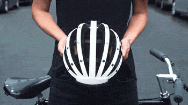 The foldable bicycle helmet is designed to be conveniently stored and carried