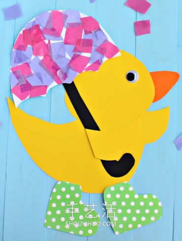 A rainy day duck paper sticker hand-making tutorial