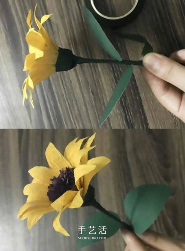 DIY hand-kneaded paper sunflower method is simple and easy to learn to make sunflowers