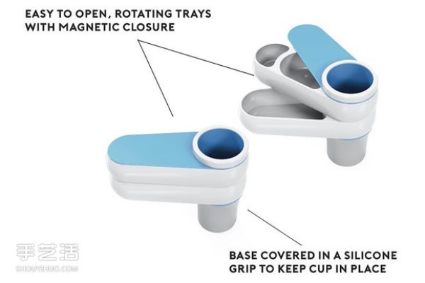 Creative car drink holder design can also hold snacks in addition to drinks