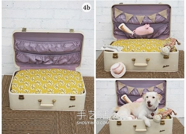 Tutorial on how to transform an old suitcase into a beautiful doghouse