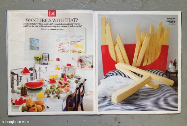 The super funny French fries bed design allows you to sleep with crispy French fries