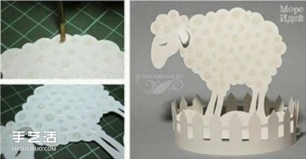 The step-by-step tutorial of paper-cutting sheep for children is a simple three-dimensional sheep paper-cutting expansion picture