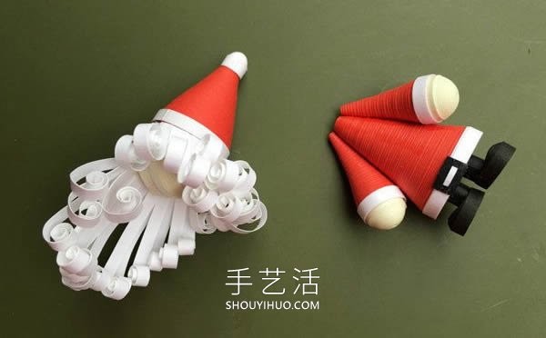 Illustrated tutorial on how to make handmade paper Santa Claus