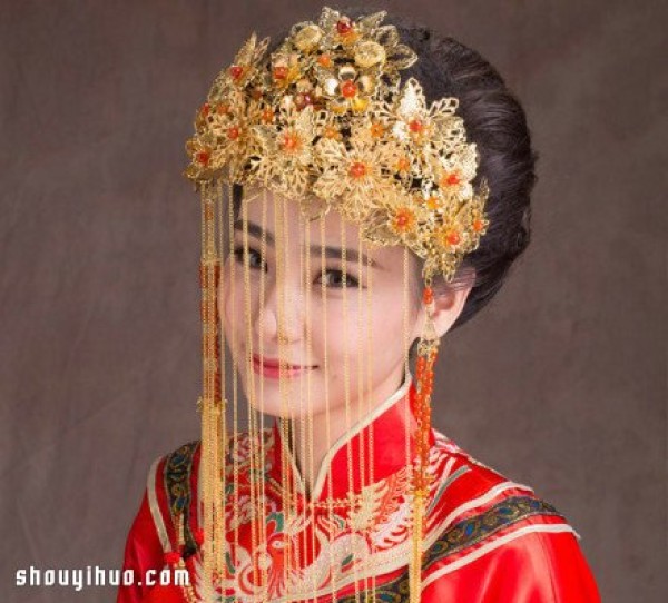 Gorgeous Chinese-style retro wedding bridal headwear, so beautiful! 