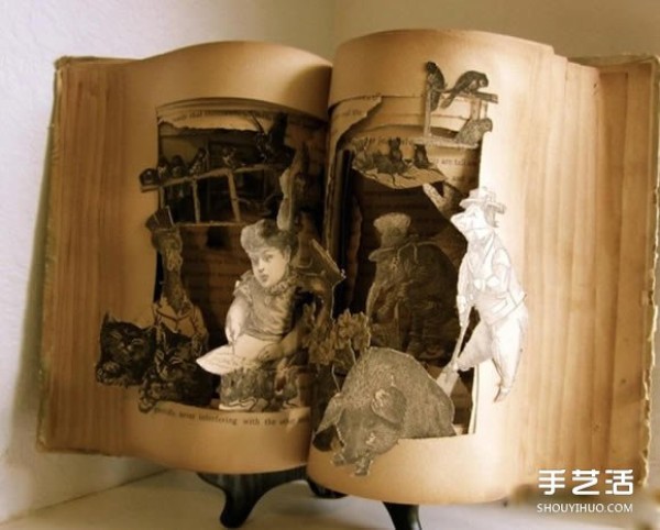 Artistic three-dimensional paper sculpture pictures of sculptures in classic books