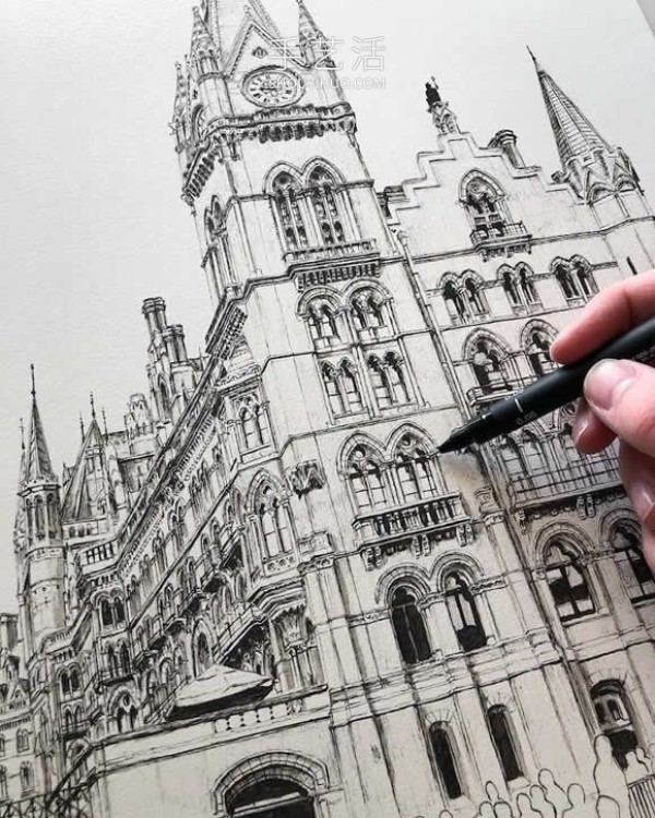 Intricate architectural drawings! Capturing the beauty of Gothic architecture