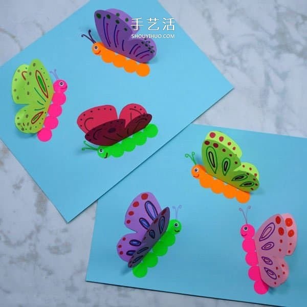 Tutorial for children to make butterfly cards by hand using cardboard