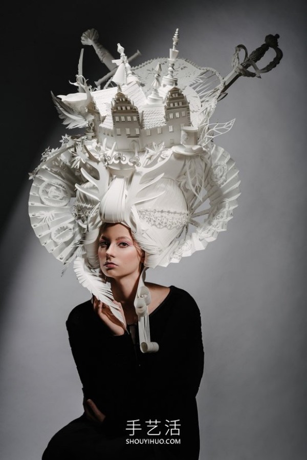 Exquisite handmade baroque style wig made entirely from paper