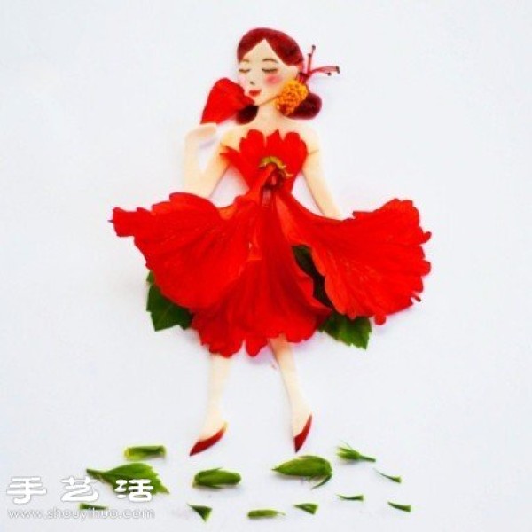 Paper-cut man + DIY dancing girl with flower petals