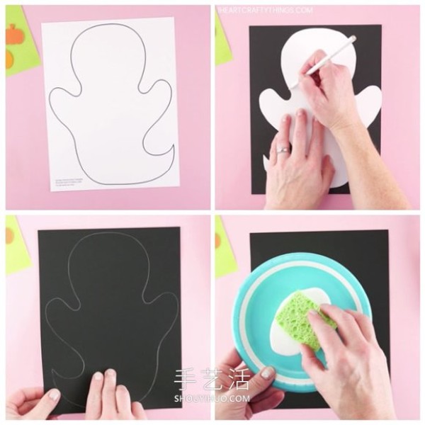 Halloween Sponge Coloring Ghost Handmade Tutorial