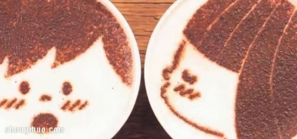 Creative latte animation confesses to her with a thousand cups of latte