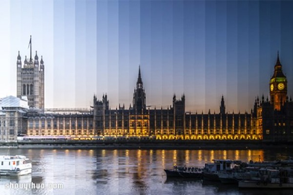 Creative Photography: Cutting the Day and Night of Buildings at Scenic Spots