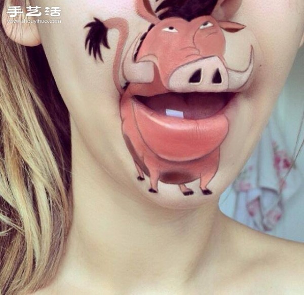 Interesting paintings by a lip makeup artist using the face as the canvas