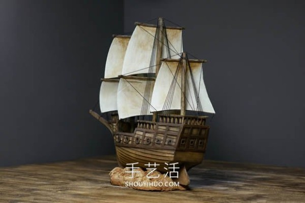 Super realistic pirate ship model making video using only cardboard! 