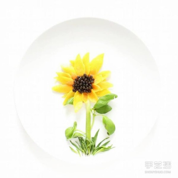 Artistic creative DIY on the plate allows the ingredients to be arranged in beautiful patterns