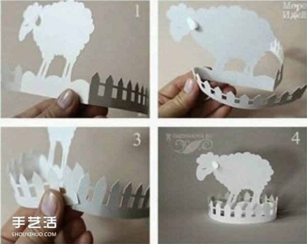 The step-by-step tutorial of paper-cutting sheep for children is a simple three-dimensional sheep paper-cutting expansion picture