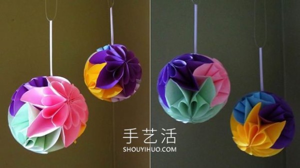 An illustrated tutorial on how to make a simple star flower ball origami