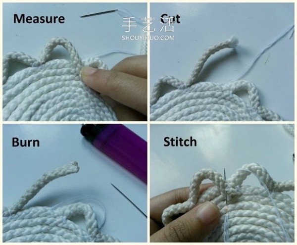 Tutorial on how to make handmade flower coasters with nylon rope