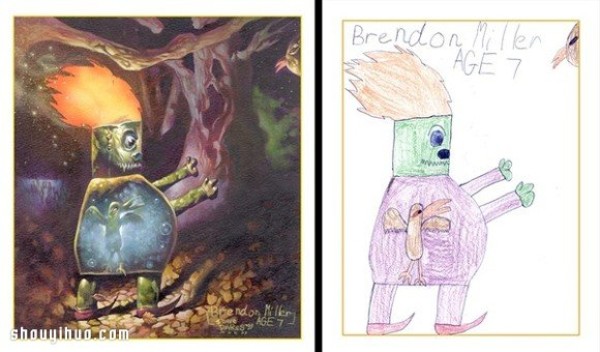 Childrens graffiti paintings are DIYed into weird illustrations full of mystery