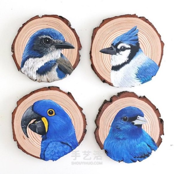 The artist spent 100 days painting 100 species of birds on wood chips