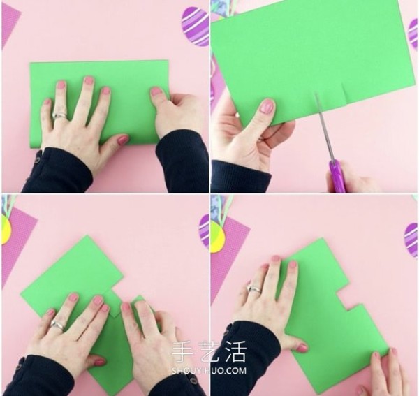 Illustration of how to make a simple three-dimensional Easter greeting card by hand