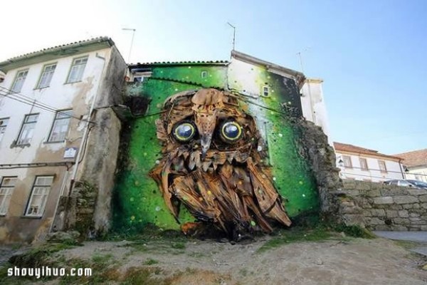 Use the waste and garbage on the street to DIY shocking graffiti art