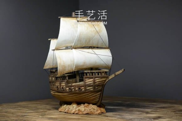 Super realistic pirate ship model making video using only cardboard! 