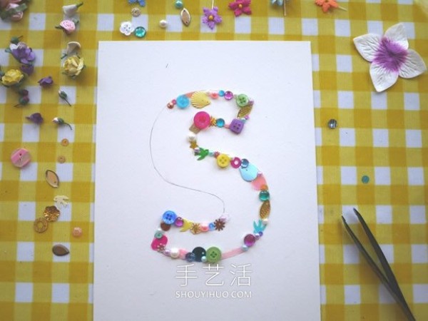 Collect baubles to collage and make beautiful letter decorations! 