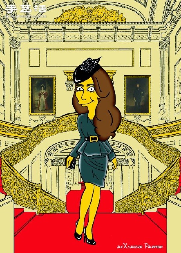 Simpsons spoof illustration: Yellow-skinned Princess Kate is equally fashionable