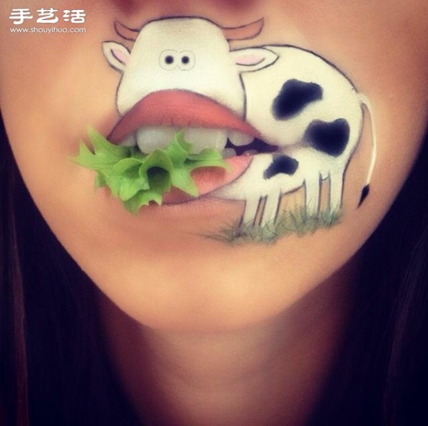 Interesting paintings by a lip makeup artist using the face as the canvas