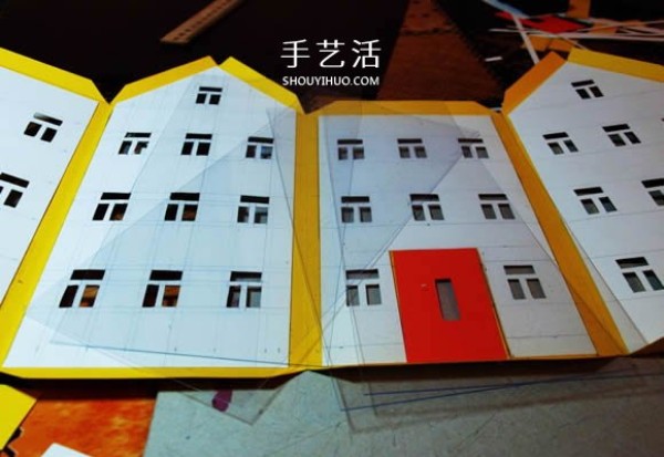 Handmade Christmas house model decoration from cardboard