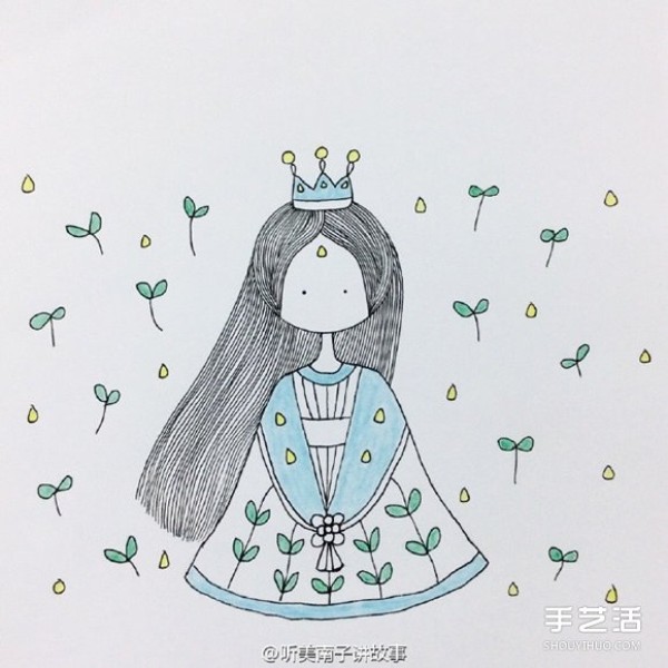 How to draw cartoon Cinderella with simple strokes, simple strokes of Cinderella pictures