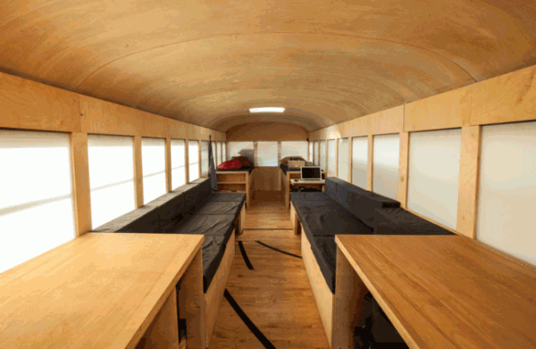 DIY conversion of old buses into oversized RVs