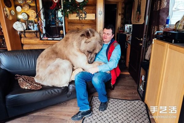 Just like a fairy tale, a big bear can also become a partner of humans