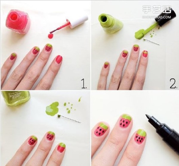 Nine simple manicure tutorials with step-by-step pictures including various styles~