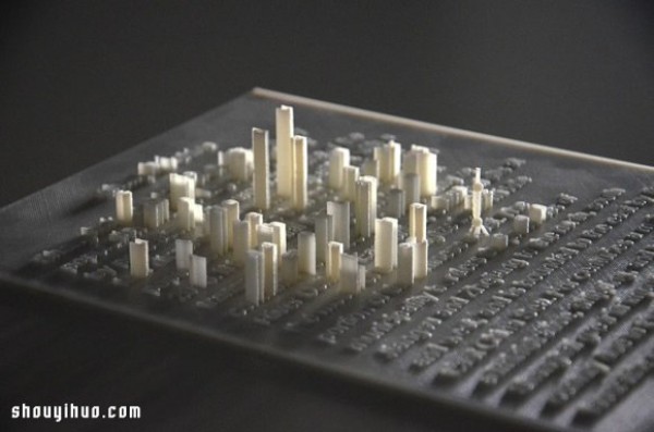 Use 3D printing technology to arrange fonts into simulated urban landscapes