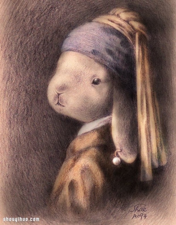 When a Rabbit Meets a Healing Hand Drawing by the Famous Painting and Illustrator Shae