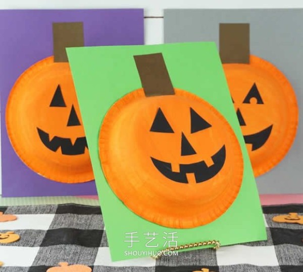 Halloween Paper Plate Pumpkin Lantern Handmade Steps