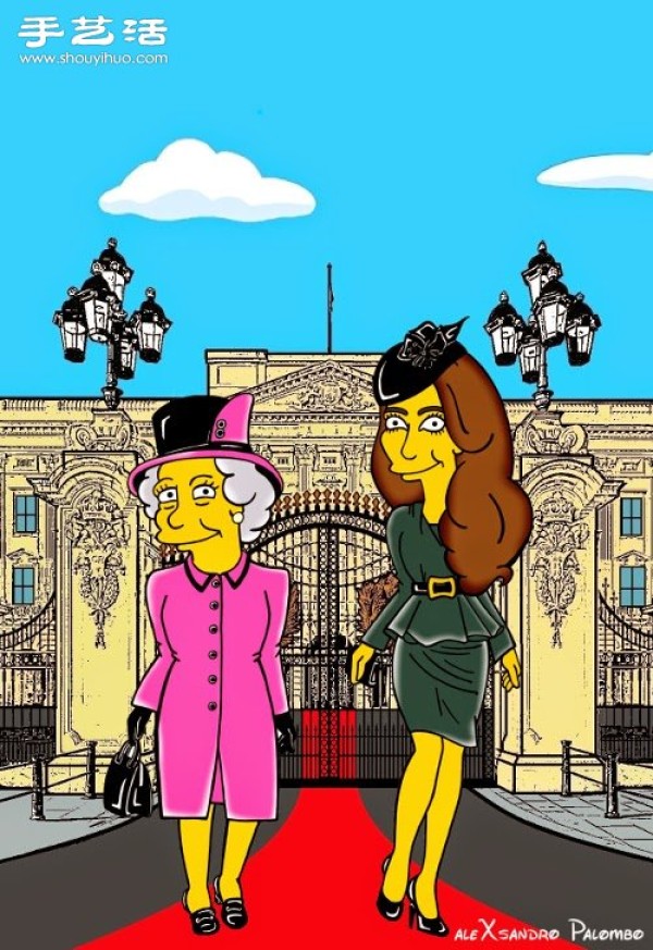 Simpsons spoof illustration: Yellow-skinned Princess Kate is equally fashionable