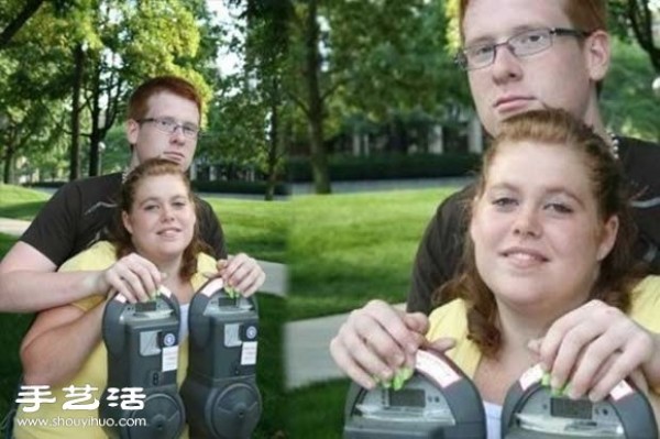 A super funny creative wedding photo for a couple, so awesome! 