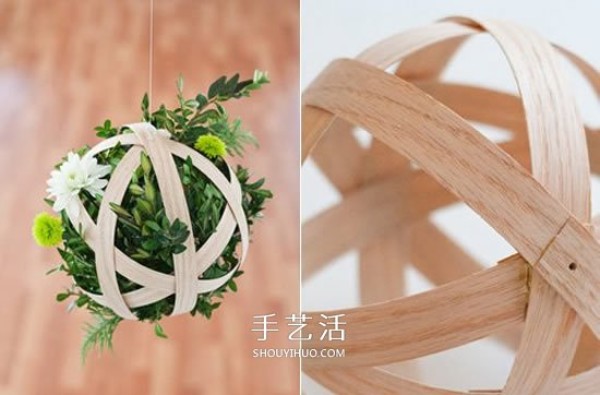 How to make hand-made hanging flower arrangements with solid wood veneer